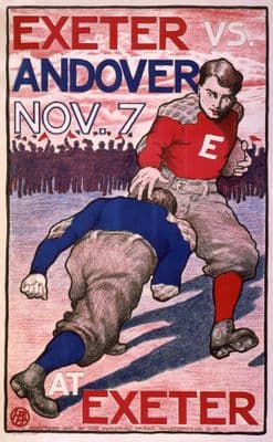 Exeter vs Andover. Vintage Football Advertisement Poster.