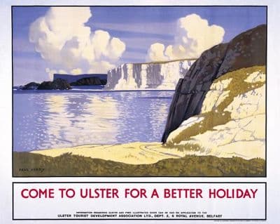 Fair Head, Co Antrim, Northern Ireland. Vintage Ulster Tourist Travel poster by Paul Henry. 1932