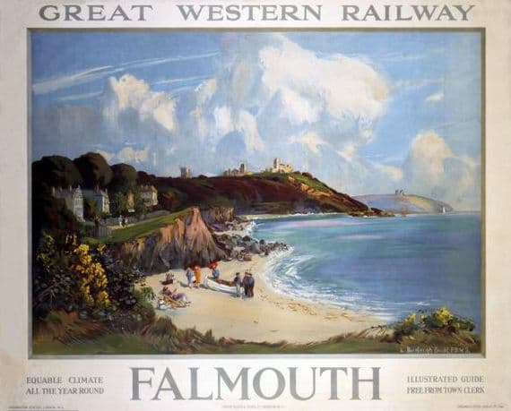 Falmouth, Cornwall. Vintage Great Western Railway Travel poster by L Burleigh Bruhl
