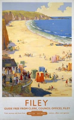 Filey, Yorkshire. Vintage British Railway Travel poster by Ellis Silas.