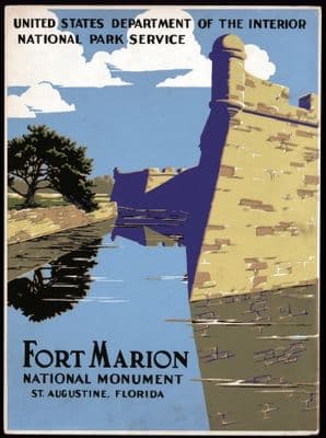 Fort Marion, National Monument, St. Augustine, Florida. Vintage Travel Poster.