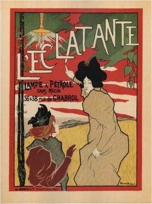 French advertising poster - ADVERT L'ECLATANTE WICKLESS OIL LAMP