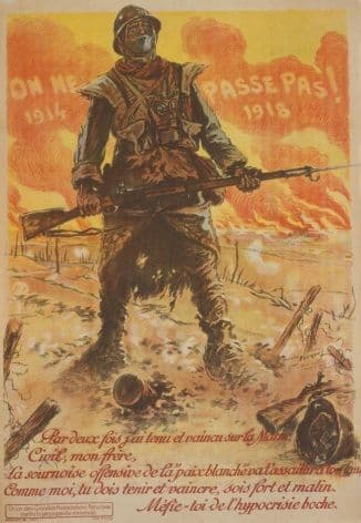 French poster -  On ne passe pas. 1914 . . . 1918. Par deux fois j'ai tenu et vaincu sur la Marne.