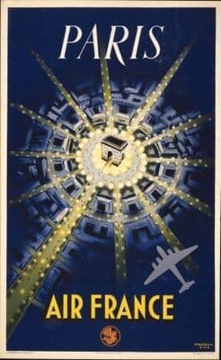 French poster - Paris, Air France 1947