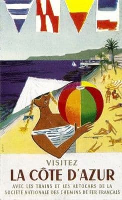 French Railways poster -  'La Cote D'Azur' 1957