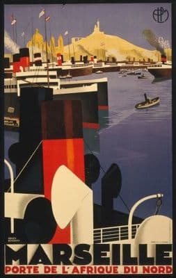 French shipping poster - Marseille , gateway to North Africa 1930