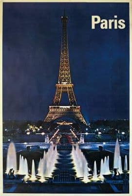 French Travel Art poster, Eiffel Tower in Paris, France
