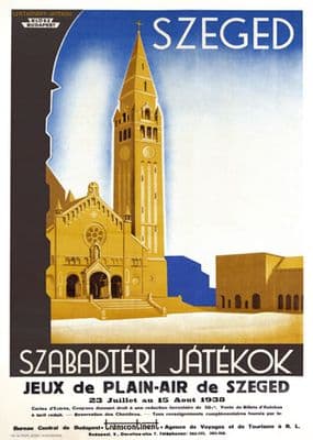 French travel poster advertising szeged szabadtéri játékok jeux de plein-air de szeged in Hungary 1938