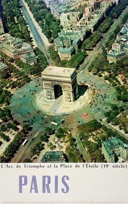 French Travel poster, L'Arc de Triomphe, Paris, France