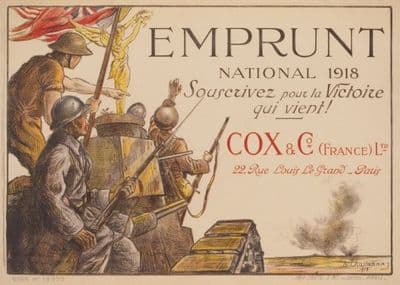 French WW1 poster - Emprunt National 1918. Souscrivez pour la victoire qui vient!