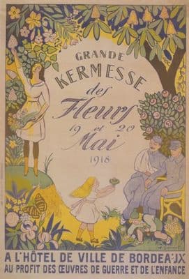 French WW1 poster - Grande kermesse des fleurs 19 et 20 mai 1918.