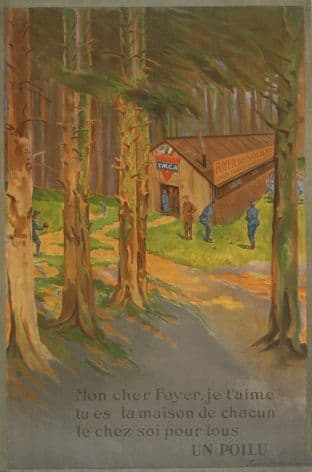 French WW1 poster - Mon cher foyer, je t'aime tu es la maison de chacun le chez soi pour tous -- un poilu.