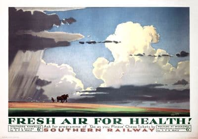 Fresh Air for Health. Southern Railway Vintage Travel poster by Herbert Alker Tripp. 1937