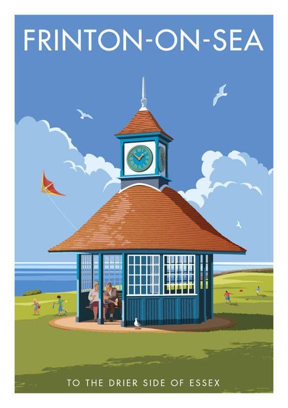 Frinton-On-Sea Clock Tower, Essex, England. Vintage inspired Travel Poster Stephen Millership