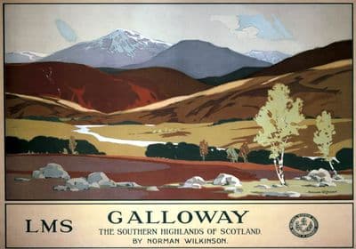 Galloway, The Southern Highlands of Scotland. LMS Vintage Travel Poster by Norman Wilkinson