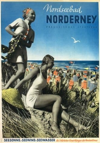 German poster -  North Sea resort Nordeney, Prussian State resort (1937)