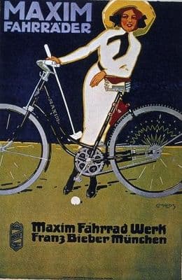 German vintage cycling poster - Maxim fahrrader
