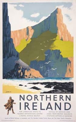 Giants Causeway, Northern Ireland Vintage Travel Poster Print by Lander.