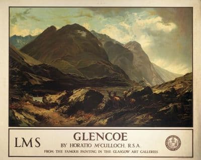 Glencoe Scotland, LMS Vintage Railway Travel Poster Art Print