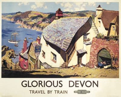 Glorious Devon, Clovelly. Vintage British Railways Travel Poster by Gyrth Russell