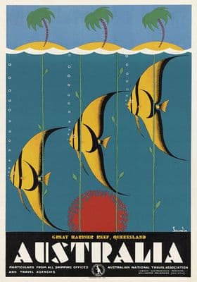 Great Barrier Reef. Vintage Australian Travel Poster.
