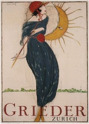 Grieder Zurich Vintage Advertising Poster.