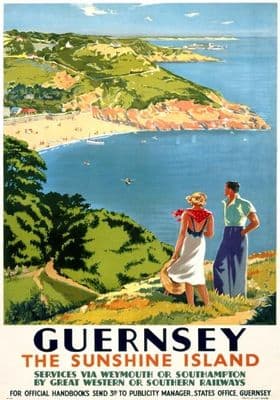 Guernsey, British Island, Great Western & Southern Railway Travel Poster Print