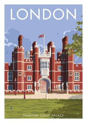 Hampton Court Palace, London.  Vintage Inspired poster by  Stephen Millership