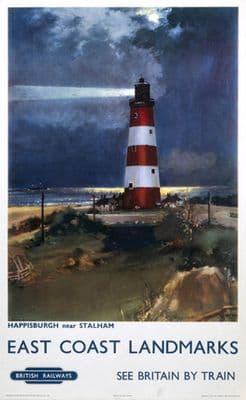 Happisburgh, Norfolk. East Coast Landmarks. Vintage BR Travel Poster by Frank H Mason. 1960