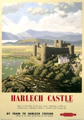 Harlech Castle, Gwynedd. BR (WR) Vintage Travel Poster by Ronald Lampitt