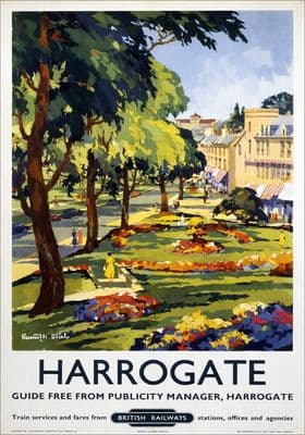 Harrogate, Yorkshire. British Railways (NR) Vintage Travel Poster by Kenneth Steel. 1953.