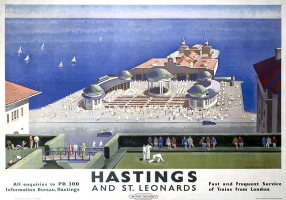 Hastings & St Leonards Pier, Sussex. BR (SR) Vintage Travel Poster by FW Wentworth-Shields