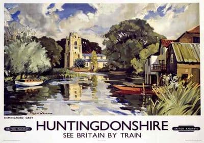 Hemingford Grey Huntingdonshire, Cambridgeshire, Vintage British Railways Poster
