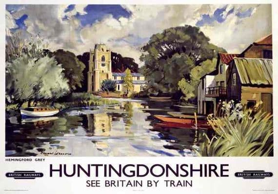 Hemingford Grey Huntingdonshire, Cambridgeshire, Vintage British Railways Poster