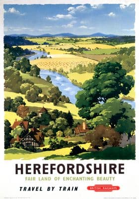 Herefordshire. British Railways Vintage Travel poster by AJ Wilson.