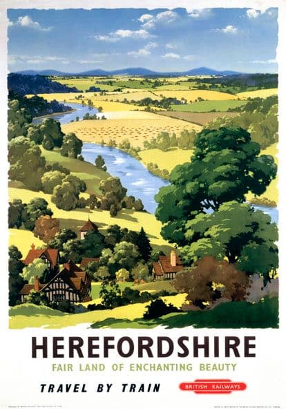 Herefordshire. British Railways Vintage Travel poster by AJ Wilson.