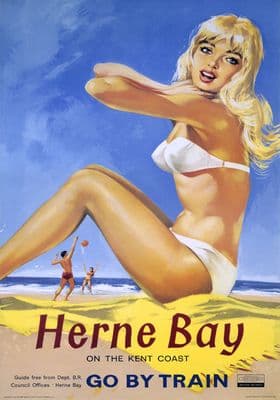 Herne Bay, Kent. British Railway Vintage Travel Poster. 1961