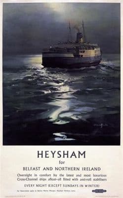 Heysham for Belfast & Northern Ireland Shipping Travel Poster