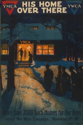 His home over there - More than 2000 such homes for our boys United War Work Campaign, November 11th - 18th. Vintage American WW1 Poster.