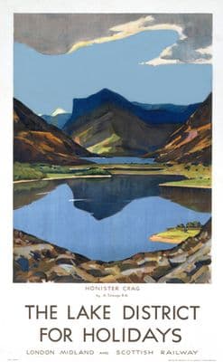 Honister Crag, Lake District, Cumbria. Vintage LMS Travel poster by Algernon Talmage