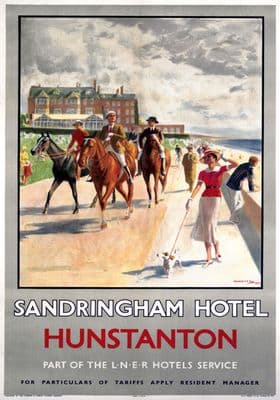 Hunstanton, Sandringham Hotel, Norfolk. Vintage LNER Travel poster by Michael. 1935