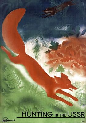 Hunting in the USSR. Russian Vintage Poster.