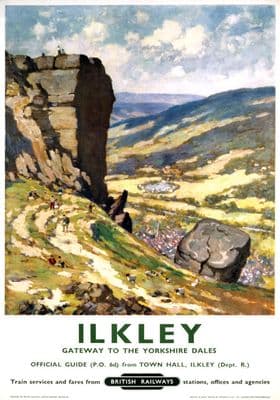 Ilkley, Yorkshire. Vintage British Railway Travel poster. 1960