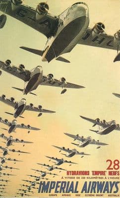 Imperial Airways Travel Poster, Airline Print