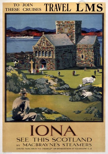 Iona, Inner Hebrides. LMS Vintage Travel Poster by Tom Gilfillan. 1923-1947