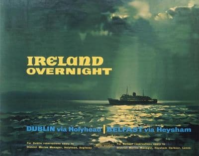 Irish poster, Ireland Overnight, British Railway's, travel poster print