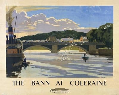 Irish Travel Art Poster, River Bann, Northern Ireland, painted by Norman Wilkinson