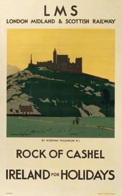 Irish Travel Railway Art Poster, Rock of Cashel, Ireland