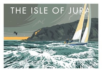 Isle of Jura, Corryvreckan Whirlpool, Scotland  Vintage inspired Scottish Travel Poster
