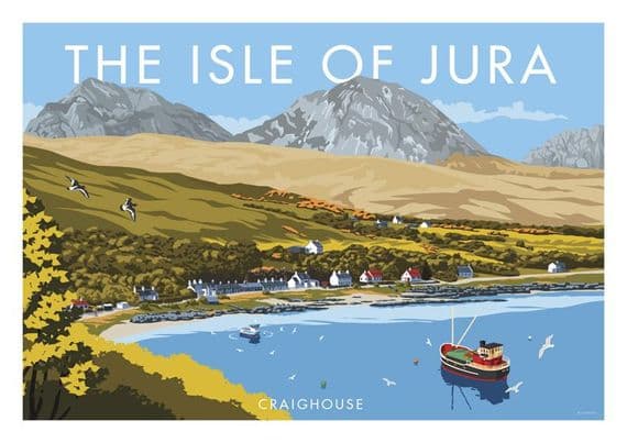 Isle of Jura, Craighouse, Scotland  Vintage inspired Scottish Travel Poster